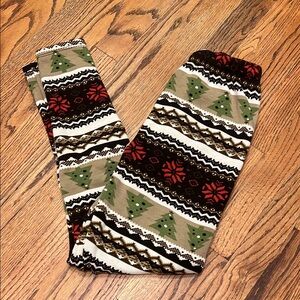 Itzon Festive Leggings Holiday Pattern Snowflakes Fair Isle One Size Fits Most